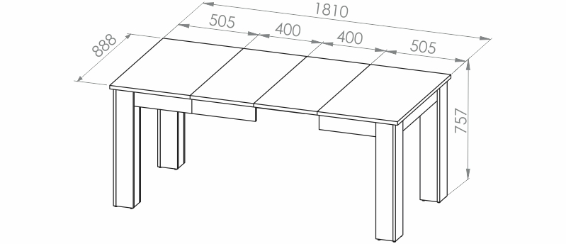 Jídelní stůl rozkládací - BLANCO 3301 rozměry